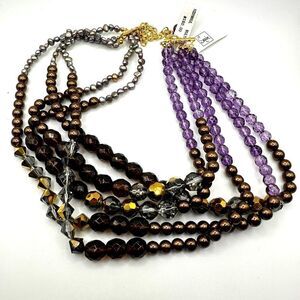 WITH TAG Sequin multi-strand beaded necklace with pearls!